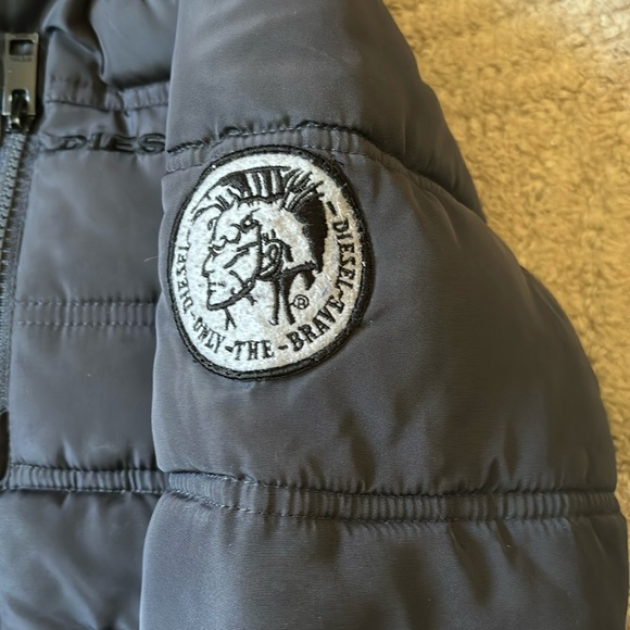 DIESEL Boys 5-6 Blue Puffer Jacket Hooded Ribbed Collar Cuffs Button & Zip - Picture 6 of 16